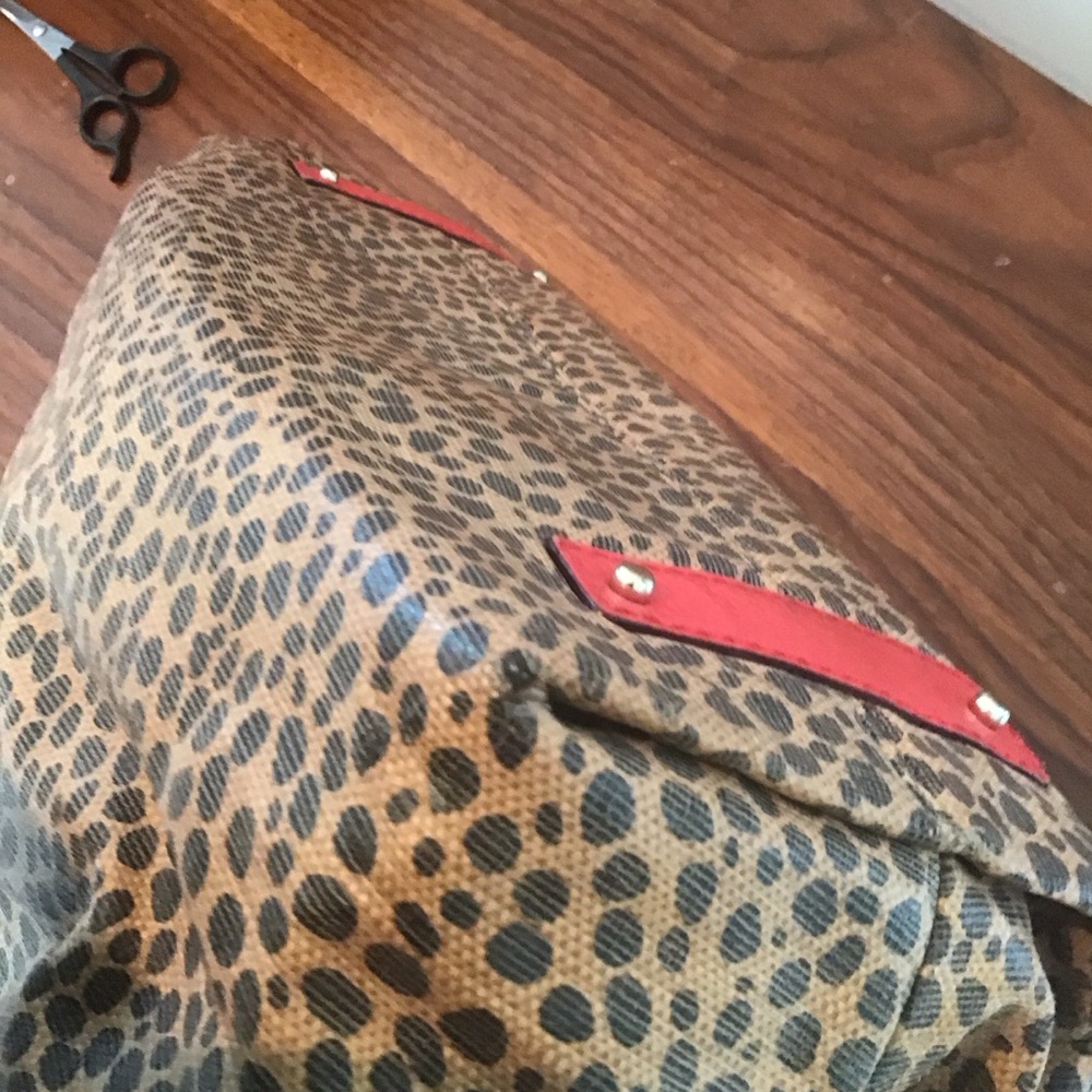 Kate Spade Stevie Leopard Print Red Leather Purse Tote Bag AS IS - Picture 7 of 10